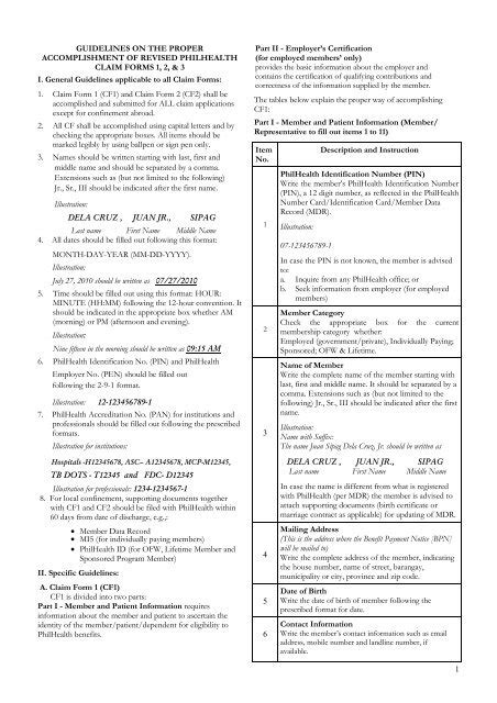 PhilHealth Claim Form Guidelines .
